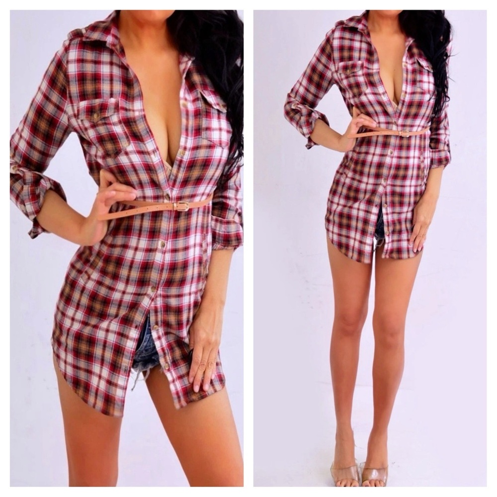Plaid Button-Up Women's Top